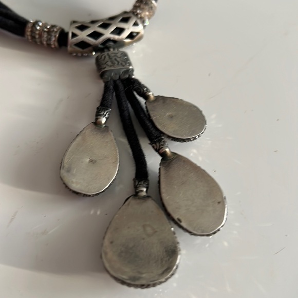 Sterling silver chocked necklace with crystals and real gem stone - Picture 6 of 7